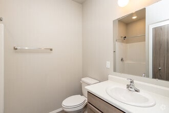 2BR, 2BA - 870SF - Primary Bathroom - Prairie Towers
