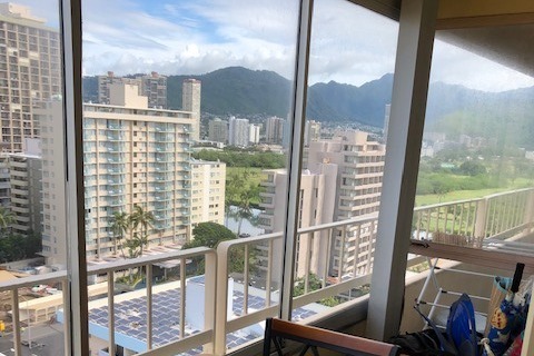 Morning coffee view from enclosed lanai - 225 Ka?iulani Ave