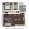 This 620 square foot apartment in Henrico, VA, offers a modern living space with two bedrooms and one bathroom. The open-plan design maximizes the available area, creating a sense of spaciousness despite its compact size. The primary bedroom, measuring 130 square feet, provides ample space for comfort.

The apartment features a contemporary kitchen equipped with stainless steel appliances, including a refrigerator, stove, microwave, and dishwasher. White cabinetry complements the sleek design, while granite countertops and a blue subway tile backsplash add a touch of elegance. The living area seamlessly connects to the kitchen, offering a versatile space for relaxation and entertainment.

Large windows throughout the apartment allow natural light to flood the rooms, enhancing the bright and airy atmosphere. A standout feature is the balcony accessible through sliding glass doors, providing outdoor space and city views. The bathroom is efficiently designed with modern fixtures, including a bathtub-shower combination.

Flooring varies throughout the space, with carpet in the bedrooms for comfort, and durable wood-look flooring in the main living areas. The neutral color palette creates a clean, fresh ambiance that can easily accommodate various decor styles. Overall, this apartment combines functionality and style in a compact urban setting.