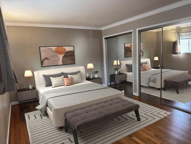 Primary bedroom virtually staged - 3210 Merrill Dr