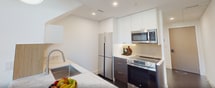 This contemporary townhouse at 172 Conarroe St in Philadelphia offers a thoughtfully designed living space across two floors, totaling 1020 square feet. The home features one spacious bedroom measuring 220 square feet, complemented by two full bathrooms for added convenience.

The interior showcases a modern aesthetic with an open floor plan that maximizes space and light. Hardwood floors run throughout, adding warmth and elegance to the living areas. The kitchen is a highlight, boasting sleek white cabinetry, stainless steel appliances, and a chic marble countertop with a waterfall edge.

The living areas are bright and airy, with recessed lighting and large windows that allow natural light to flood the space. A unique architectural element is the arched window detail, adding character to one of the rooms. The staircase, featuring a contemporary metal railing, connects the two floors seamlessly.

Both bathrooms are designed with a minimalist approach, featuring floating vanities, modern fixtures, and a combination of tiled and wooden elements. One bathroom includes a spacious bathtub, while the other offers a sleek, compact layout.

The bedroom is generously sized and includes ample closet space. Throughout the home, built-in storage solutions maximize functionality without compromising on style. The property also features two living rooms and two hallways, providing versatile spaces for relaxation and entertainment.

This townhouse represents a perfect blend of modern design and practical living, ideal for those seeking a contemporary urban lifestyle in Philadelphia.