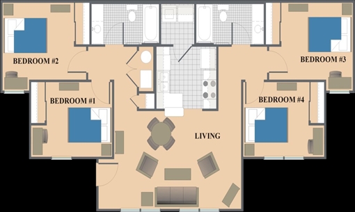 4BR/2BA - The Courtyards at University of Maryland