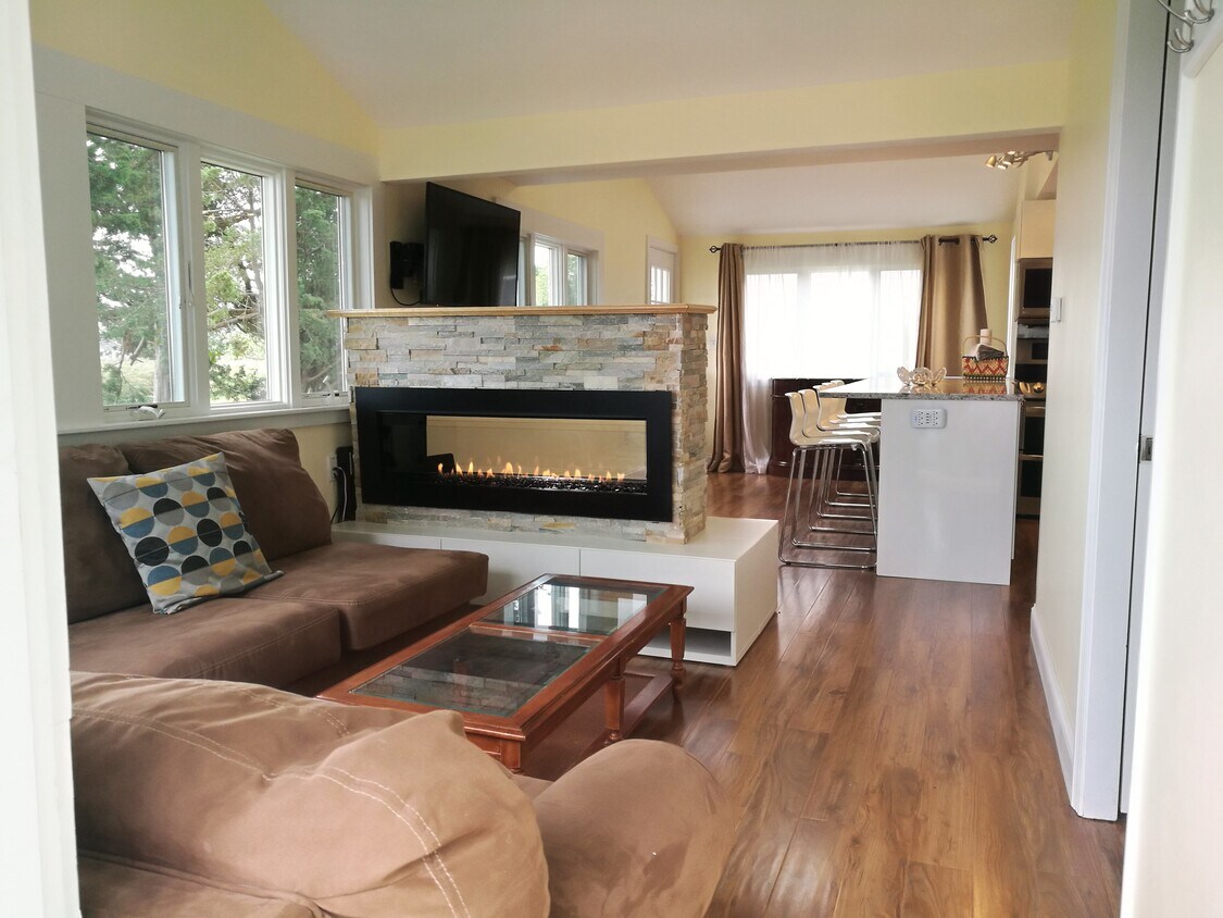Sala de estar, Chimenea y TV giratoria - 99 New York St