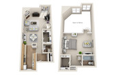 1 Bedroom 1.5 Bath 878 SQ FT 