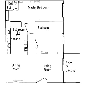 2BR/1.5BA Floor Plan - Maplecrest Apartments