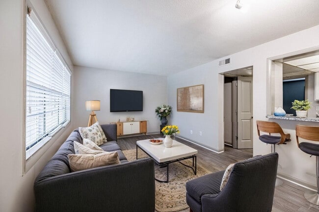 One Bedroom Living Room at Selwyn Flats in Southpark Charlotte, NC - Selwyn Flats
