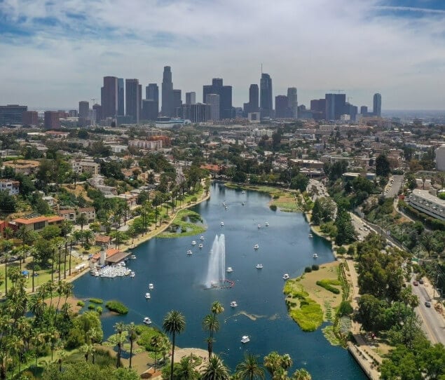 An aerial view of Echo Park