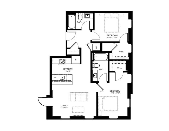 Explore this contemporary apartment layout designed for modern living. - The Loop at Midtown Apartments