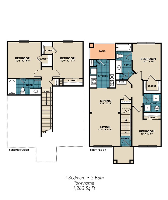 Plano de planta de 4 habitaciones - Rosemont of Highland Gardens