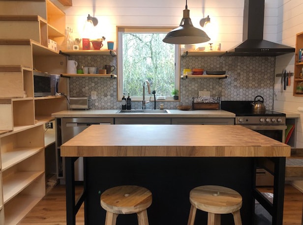 Kitchen island with two counter seatings - 6901 SE Oaks Park Way
