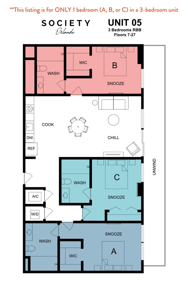 Unit 05_Floors 7-27_C4_RBB - Society Orlando Apartments