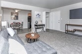 Located at 25231 Rayburn Dr in Warren, Michigan, this single-floor residence offers a thoughtfully laid-out living environment with a clean, neutral aesthetic throughout. The living room is a welcoming space featuring plush carpeting, large windows that invite generous natural light, and a baseboard heating system. The open, airy feel of the room makes it an ideal area for relaxing or entertaining. Adjacent to the living area, the dining space features wood-style flooring and is well-suited for everyday meals or intimate gatherings, with pendant lighting adding a refined touch overhead. The galley-style kitchen is efficiently designed, equipped with wood cabinetry, a black electric range with overhead ventilation, a built-in sink, and wood-style flooring that ties the cooking and dining areas together seamlessly. The bedroom is a comfortable retreat with soft carpeting, a large closet for ample storage, and a window that allows natural light to fill the room. A second versatile room with carpeting and a closet offers flexibility as a home office or additional living space. The full bathroom includes a tub-shower combination, a window for natural ventilation, and wood-style flooring, completing this functional and comfortable home.