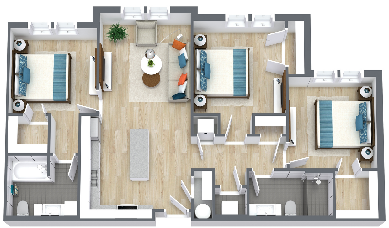 Warley Park C1 - Nivel 1 - Plano de planta 3D.png - Warley Park