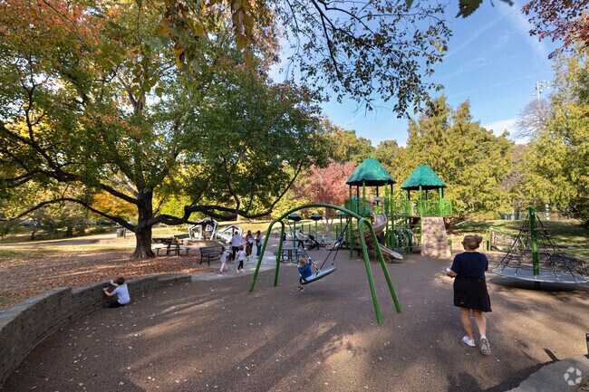 An imaginative playground is a beloved gathering spot at Blackburn Park.