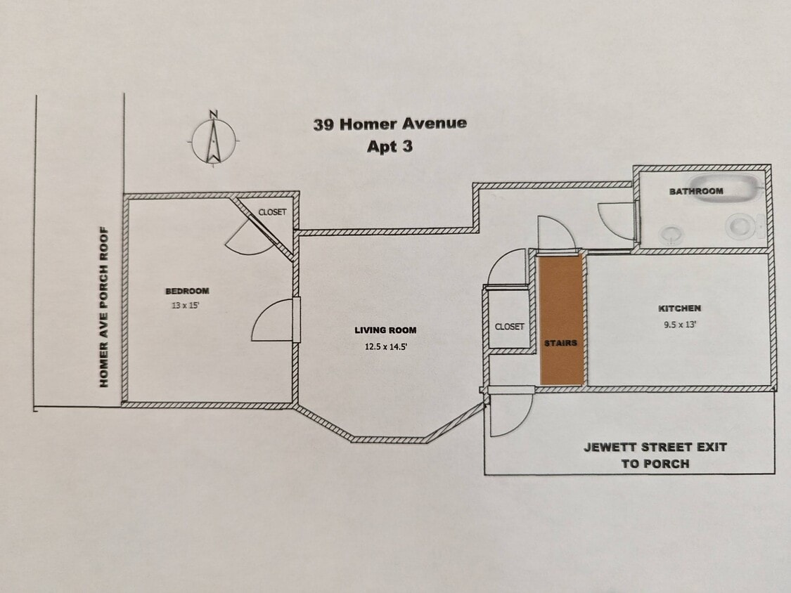 750 Square Feet. Large rooms - 39 Homer Ave