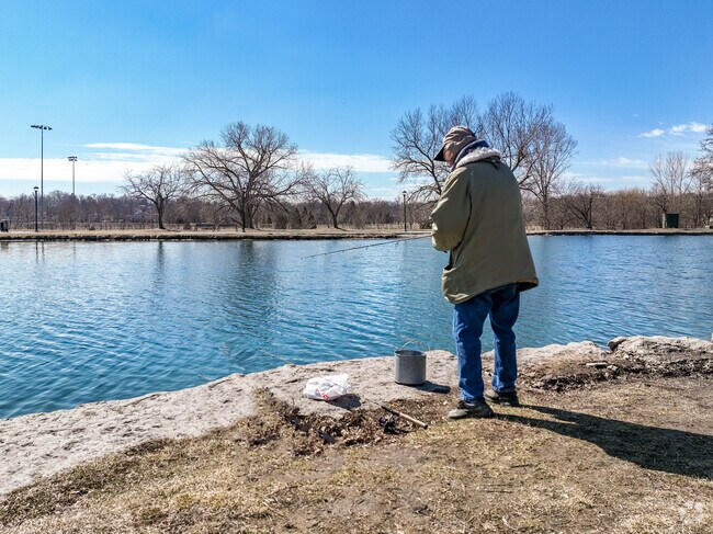 Fishing at Duck Pond in Halleck Park.