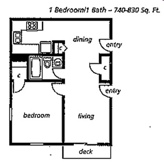 1BR/1BA - Park Place Apartments