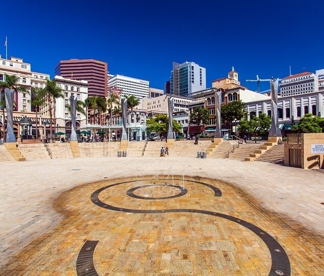 Horton Plaza Park, an outdoor plaza with fountains and seating, hosts a variety of special events