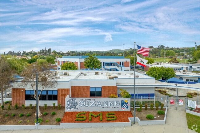 Front entrance of Suzanne Middle School.