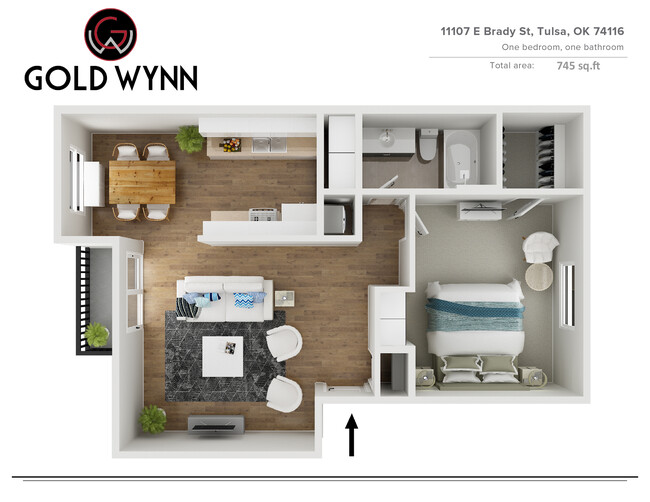 WC 3D A1 jpg - Wood Creek Apartments