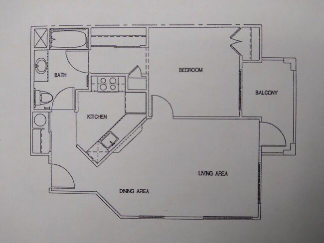 1-Bedroom Flat Floorplan - Lone Palm Court Apartments