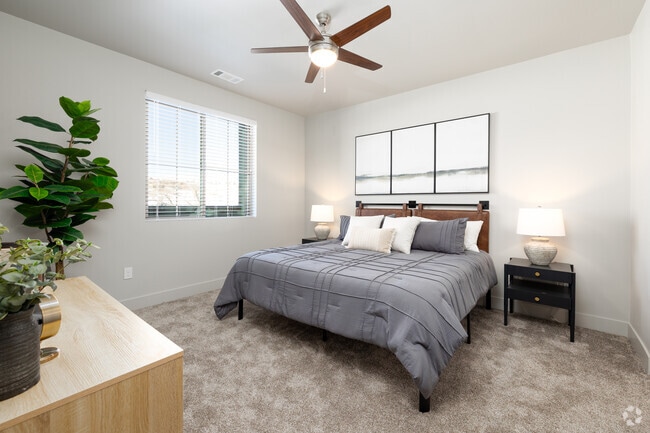 2BR, 2BA - 956SF - Primary Bedroom - Preserve at Mesa Creek