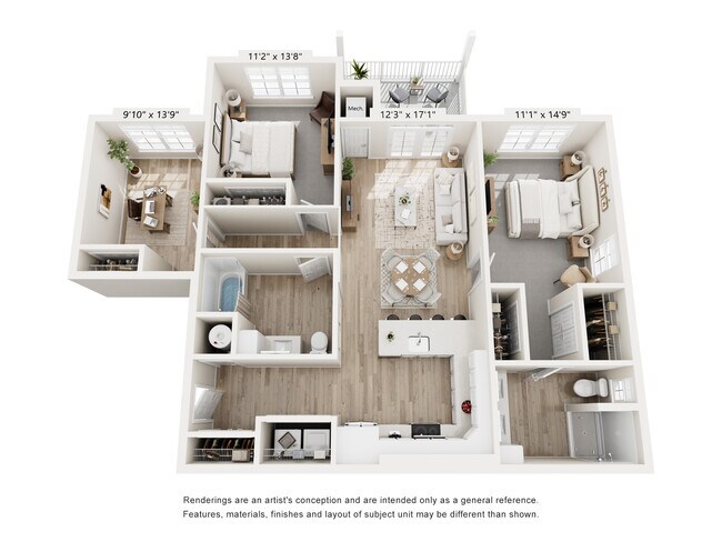 Dos habitaciones/dos baños con estudio - Susquehanna Trail Apartments-New Construction