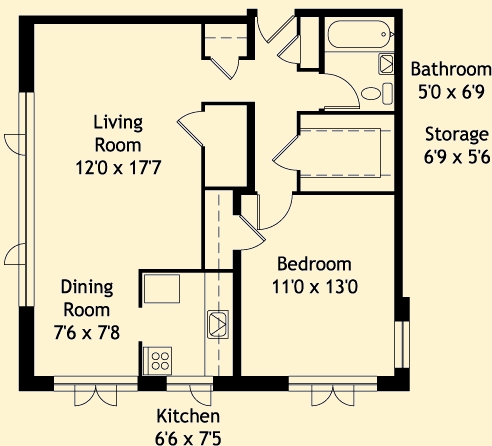 1HAB/1BA - The Panama Apartments