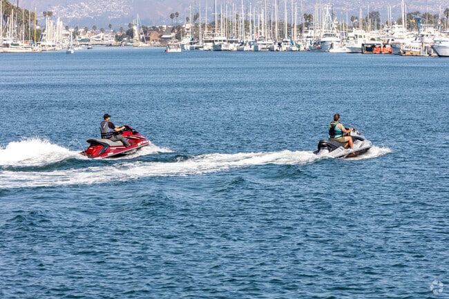 Jet skis are a common sight in the waters near Port Hueneme Harbor.