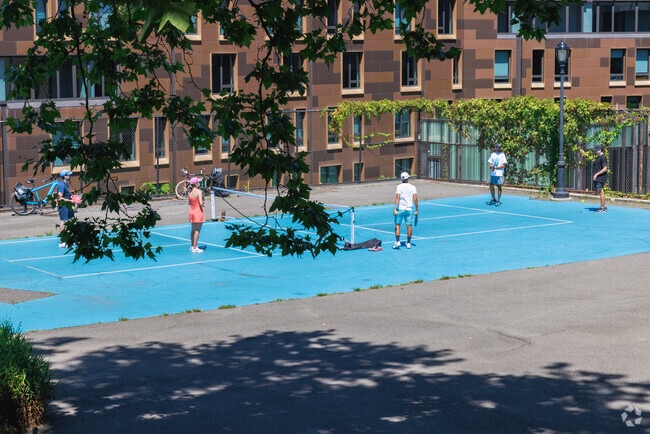 Squibb Park is a popular place for residents of Brooklyn Heights to a game of tennis.