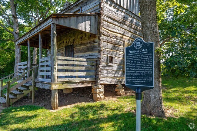 The DeMoss Cabin was the home to the founder of Bellevue, located in Red Caboose Park.