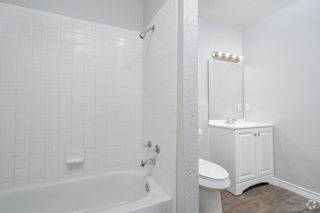 1BR, 1BA 600SF Bathroom with Single Vanity - Golden Plaza Apartments