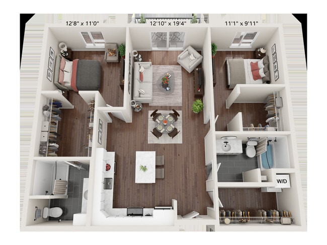2 Bedroom 2B-1  Floorplan - Cannery Square