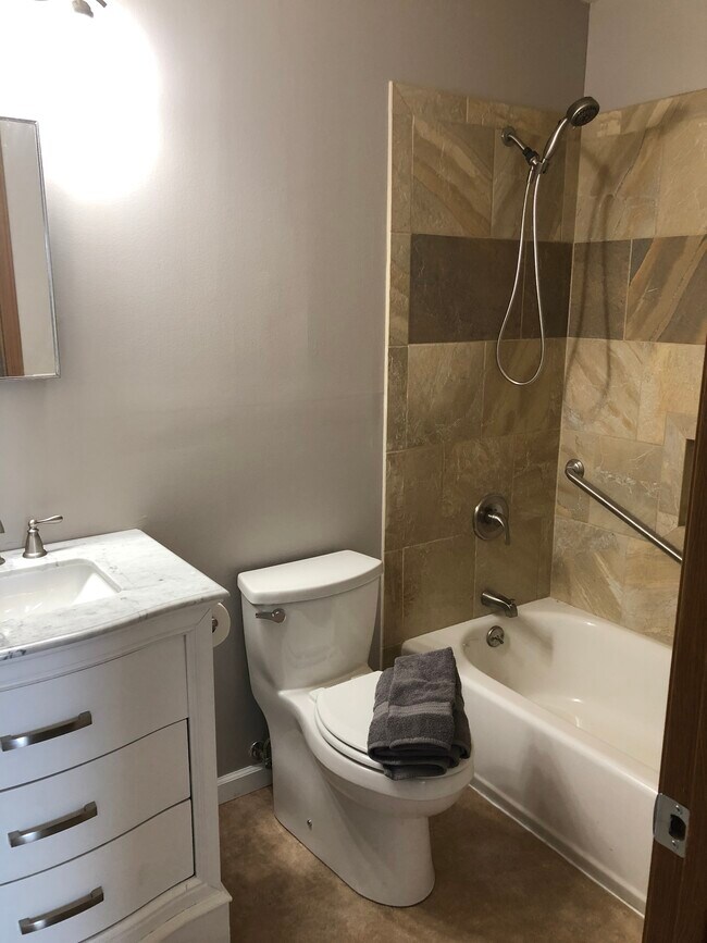 Hall bath has safety bars - 1 Spring Meadow Ct