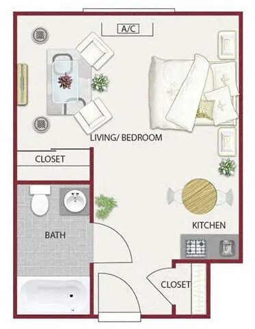 The Sierra - Studio - Hilltop Commons Senior Living