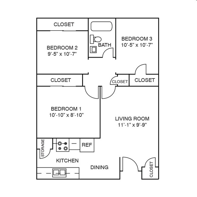 3BR/1BA - Magnolia Plaza Apartments