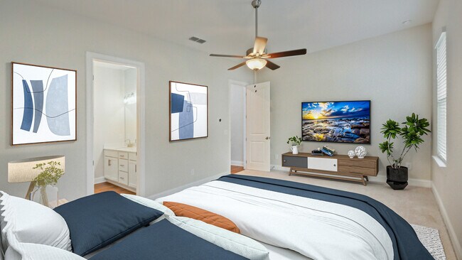 Virtually Staged Primary Bedroom - 726 Stickley Oak Way