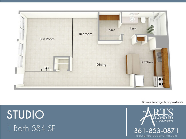 Estudio 1 baño 584 ft² - The Arts at Ocean Drive