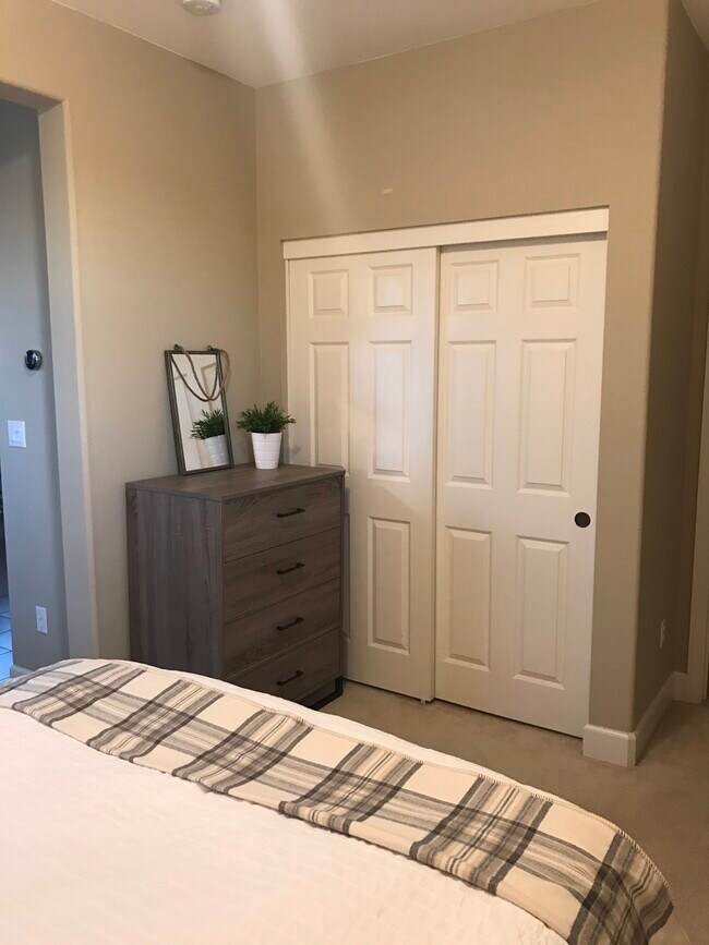 View of the dresser and closet. The closet is spacious and the dresser provides plenty of clothing storage. - 248 Buttercup Ct