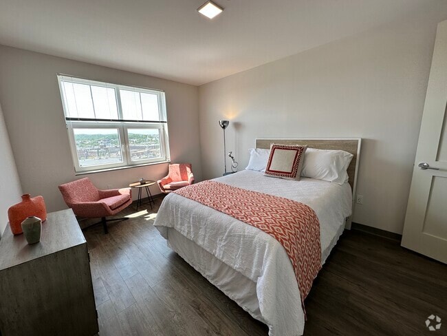 Bedroom in the one bedroom apartment - Red Oak at 409 Elm Street