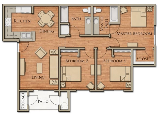 3HAB/2BA - Arbor Creek Family Apartments