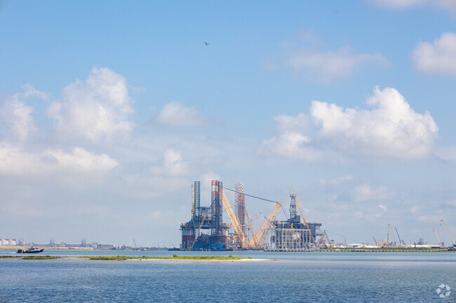 Commercial boating and industrial activity seen from downtown Ingleside.