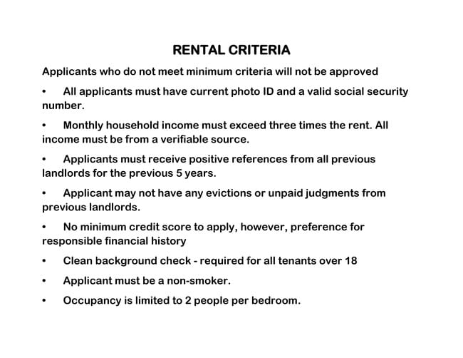 Rental criteria - 5618 Cresthaven Ln