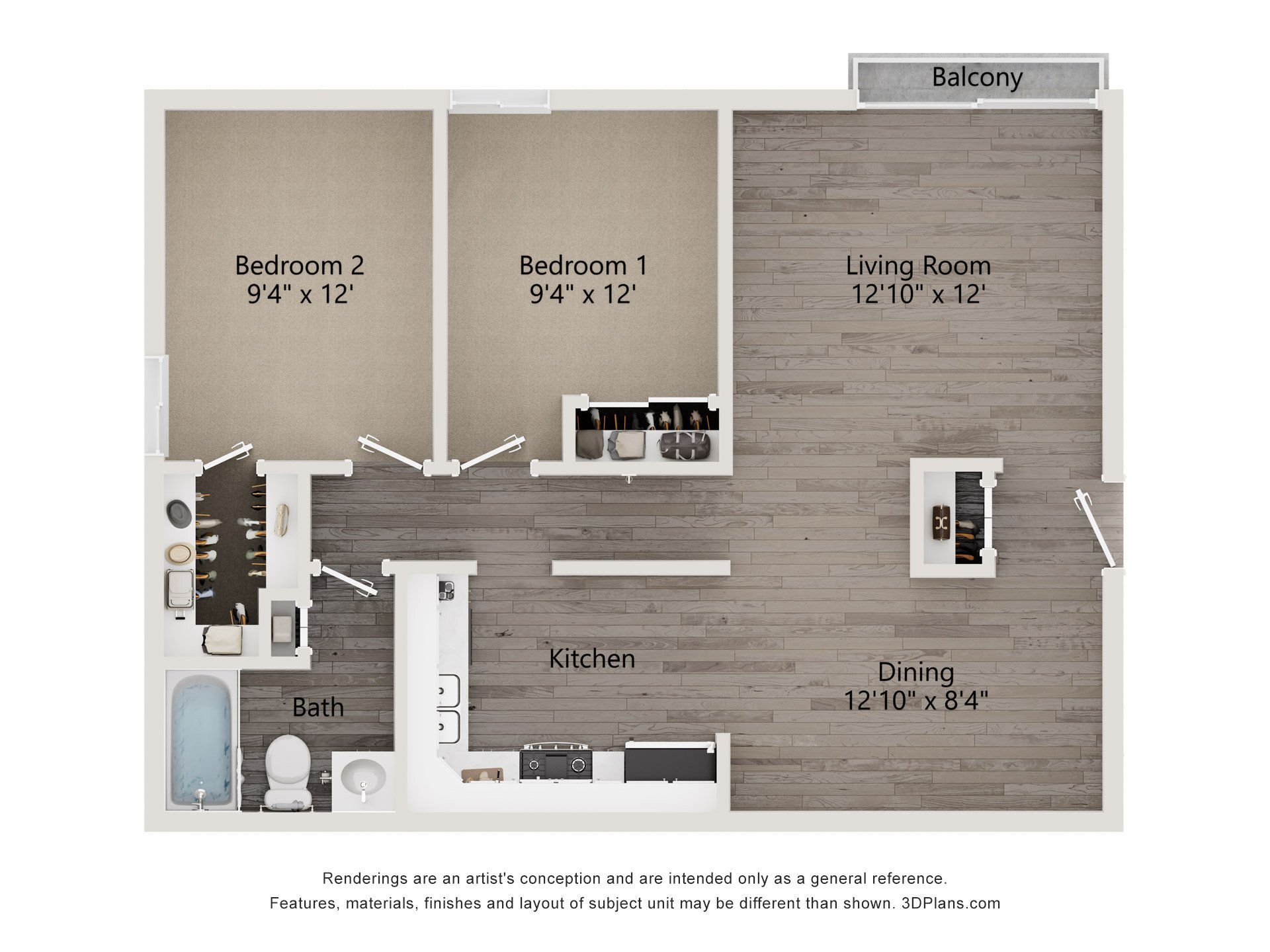 River Ridge Apartments – 2025 Renovated 2 Bed with balcony (C)