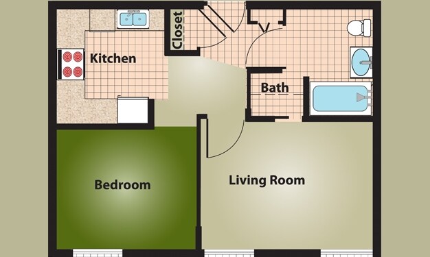 1BR/1BA - Berwick Apartments