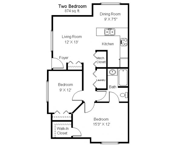 2BR/1BA - Deer Path Townhomes