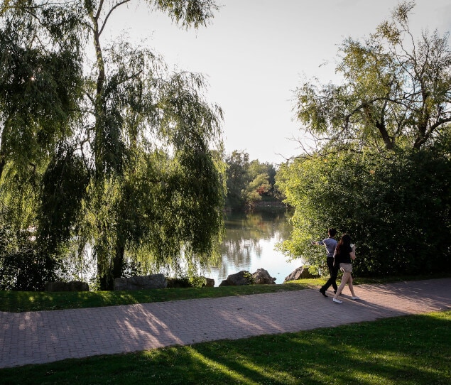 Walking path along Toogood Pond