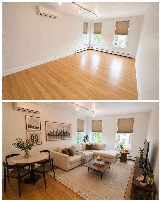 Living/Dining Space - Virtually Staged Space - 278 Monmouth St (Jersey City, NJ)
