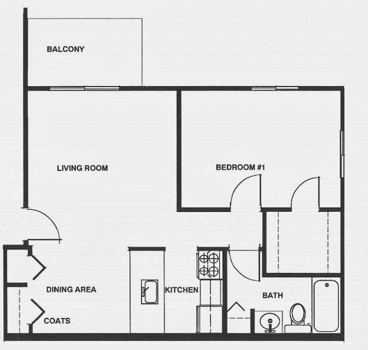 One Bedroom Layout - Lincoln Apartments