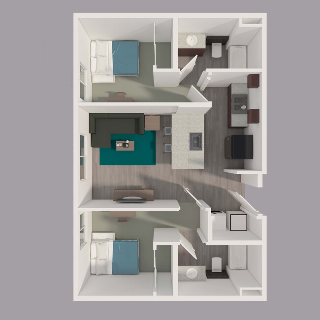 Floor Plan: B1 (2 Beds 2 Private Bathrooms) - The Annex of Oshkosh